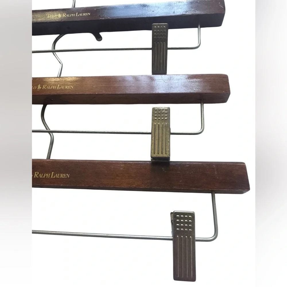3 Vintage Ralph Lauren Wooden Pants Hangers